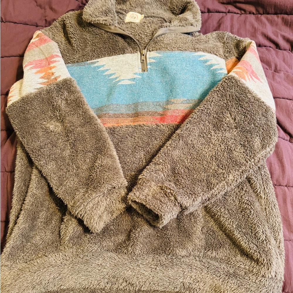 Cozy Fleece Pullover with Southwestern Pattern